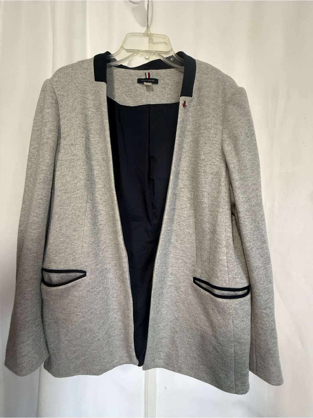 Women's Gray Blazer with Navy Trim